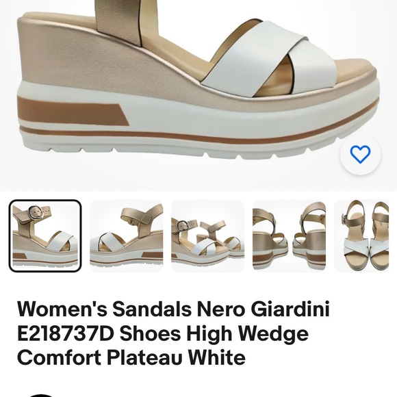 Nero Giardini Italian Sandals. New with box. Size eu 38. Comfort plateau wedge - Picture 1 of 9